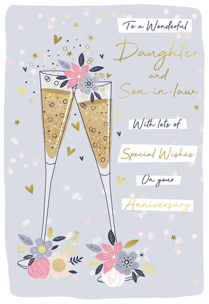 Daughter and Son in law wedding anniversary card - celebration drinks