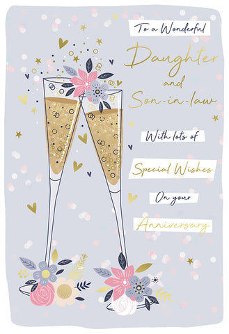 Daughter and Son in law wedding anniversary card - celebration drinks
