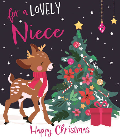 Niece Christmas card - cute reindeer
