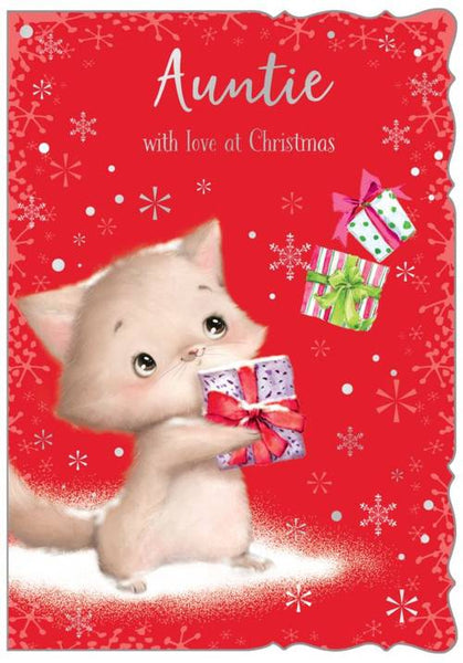 Auntie Christmas card - cute Xmas kitten