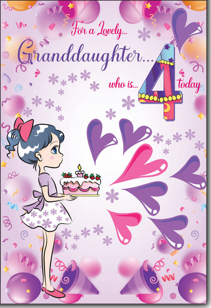 Granddaughter 4th birthday card