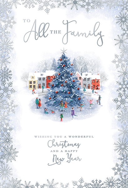 To all the family Christmas card- village Xmas tree