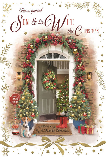 Son and Wife Christmas card- Festive home