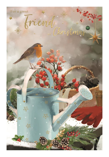 Special friend Christmas card - festive Robin