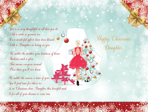 Daughter Christmas card - Sentimental verse