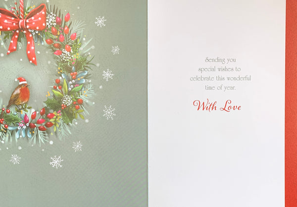 Brother and Sister-in-law Christmas card - Xmas wreath