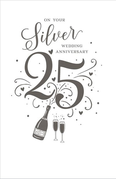 Silver anniversary card - modern hearts