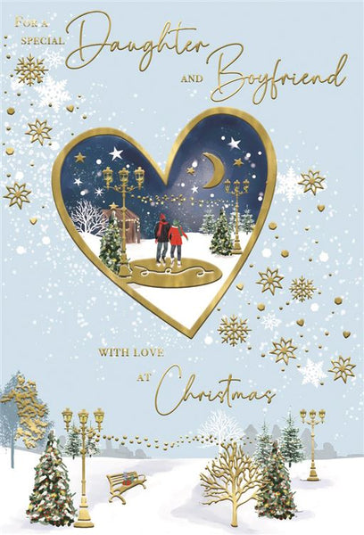 Daughter and boyfriend Christmas card - winter walk