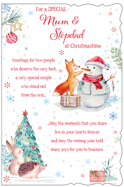 Mum and Step-Dad Christmas card - cute