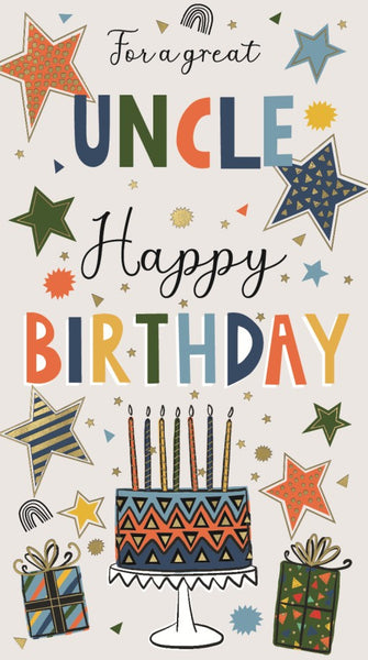 Uncle birthday card - birthday cake and stars