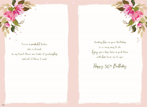 Sister 50th birthday card