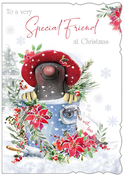 Friend Christmas card- cute mole