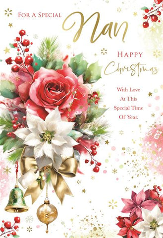 Nan Christmas card - festive flowers