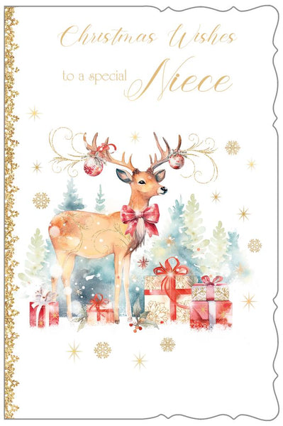 Niece Christmas card - festive reindeer