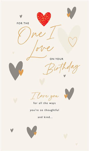 One I love birthday card - love hearts