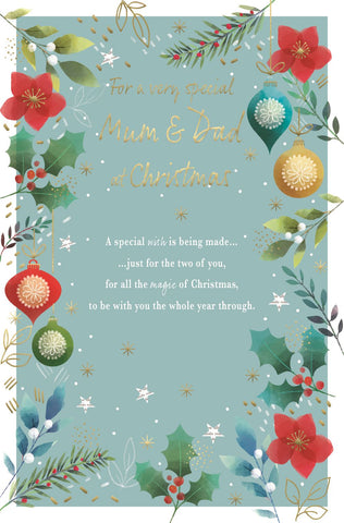Mum and Dad Christmas card - large card