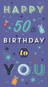 50th birthday card- bright and colourful