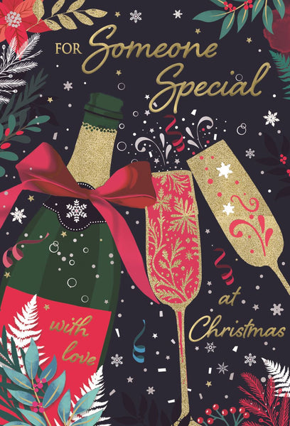 Someone Special Christmas card - gifts and flowers