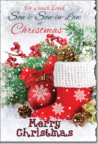Son and Son in law Christmas card - sentimental verse