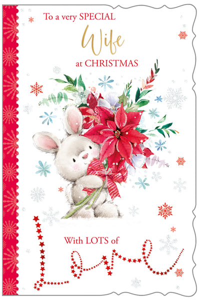 Wife Christmas card- cute rabbit