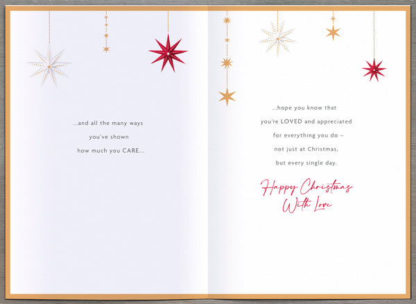 Mum luxury Christmas card - Xmas tree and gifts