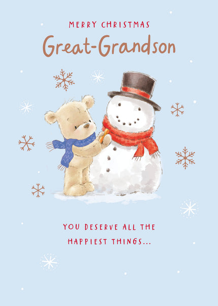 Great Grandson Christmas card - cute bear