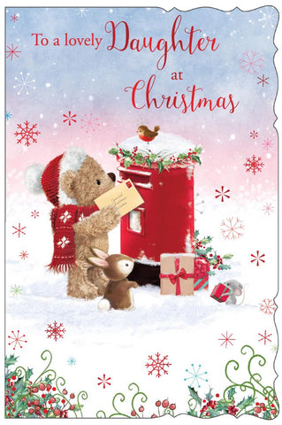 Daughter Christmas card - cute brown bear