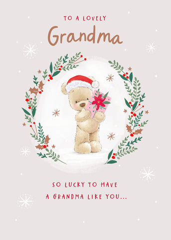 Grandma Christmas card - cute Nutmeg bear