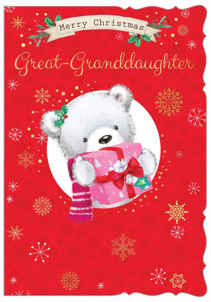 Great-Granddaughter Christmas card - cute bear