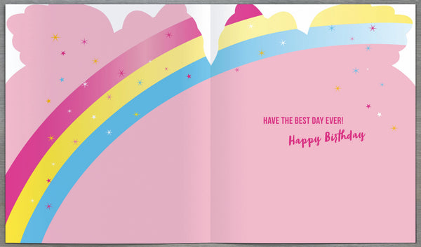 Age 3 birthday card - rainbow unicorn
