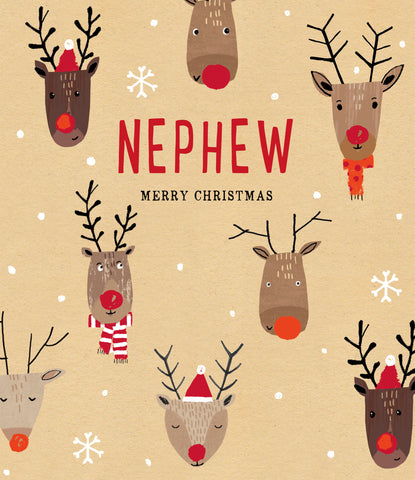 Nephew Christmas card - fun reindeer