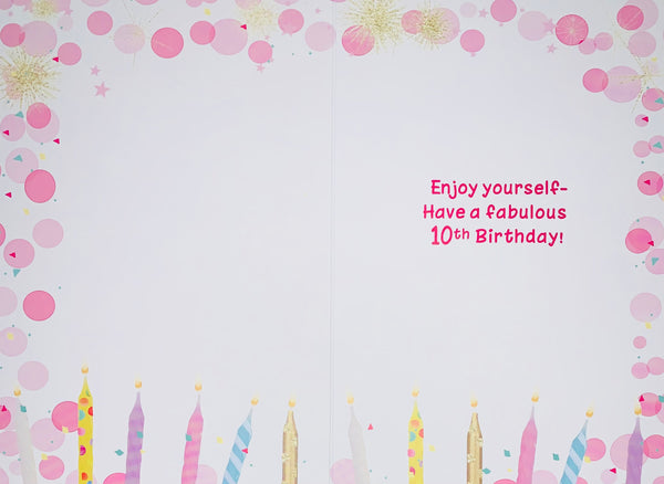 Age 10 birthday card - rainbow candles