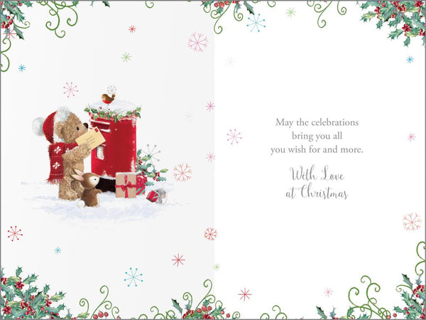 Granddaughter Christmas card - Xmas bear
