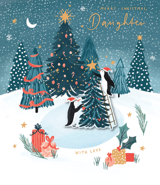 Daughter Christmas card- cute penguins