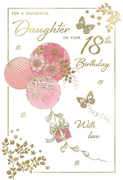 Daughter 18th birthday card - birthday balloons