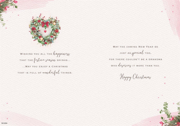 Grandma Christmas card - Christmas floral wreath