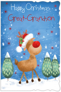 Great Grandson Christmas card - Rudolph