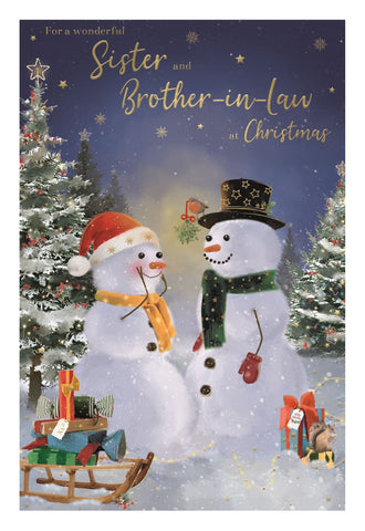 Sister and brother in law Christmas card - cute snow couple