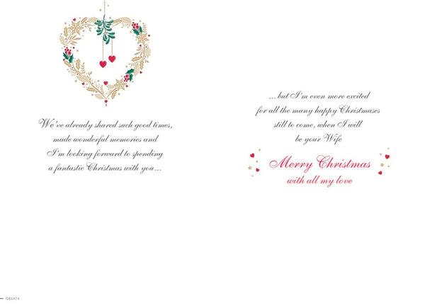 Fiancé Christmas card - bold Xmas heart