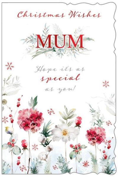 Mum Christmas card- festive flowers