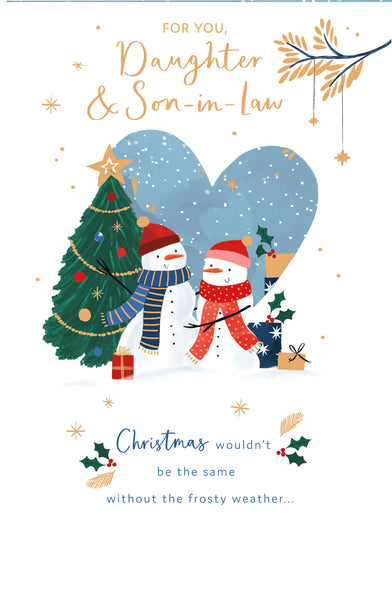 Daughter and Son in law Christmas card - cute snow couple