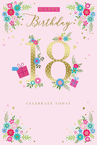 18th birthday card- birthday flowers