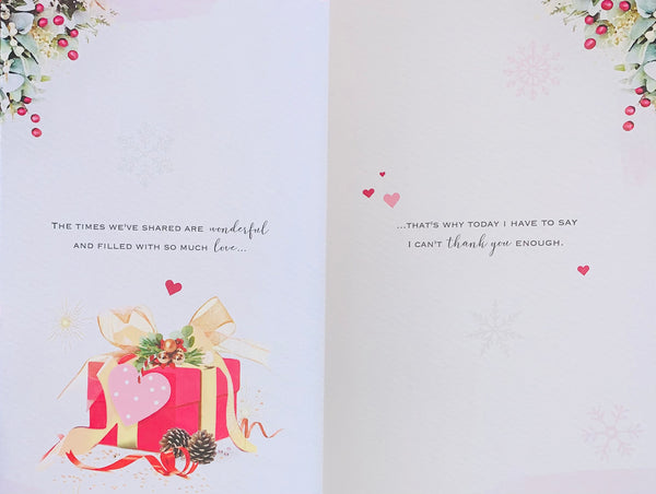 Wife Christmas card- Xmas flowers