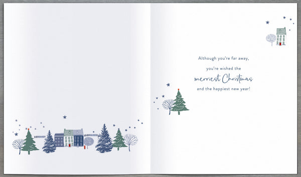 Across the miles Christmas card- festive skyline