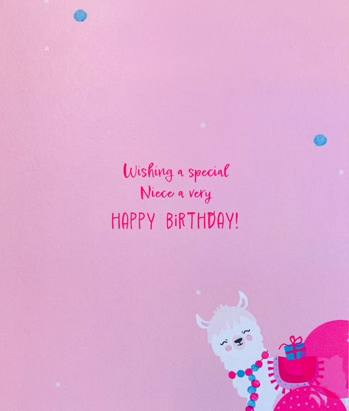 Niece birthday card - birthday llama