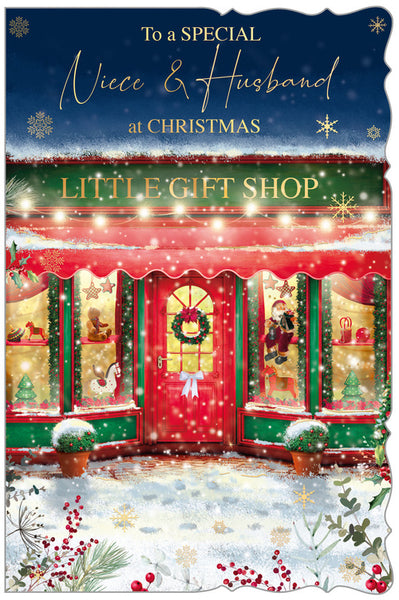 Niece and Husband Christmas card- Xmas shopping