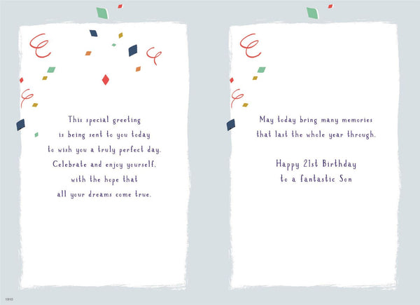 Son 21st birthday card- birthday card