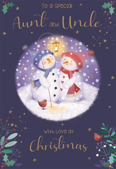 Aunt and Uncle Christmas card- cute snow couple
