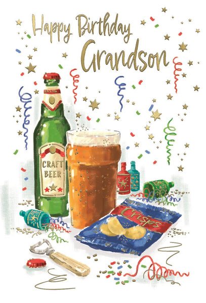 Grandson birthday card - birthday beers