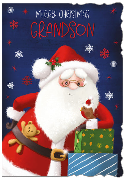 Grandson Christmas card - Cute Santa